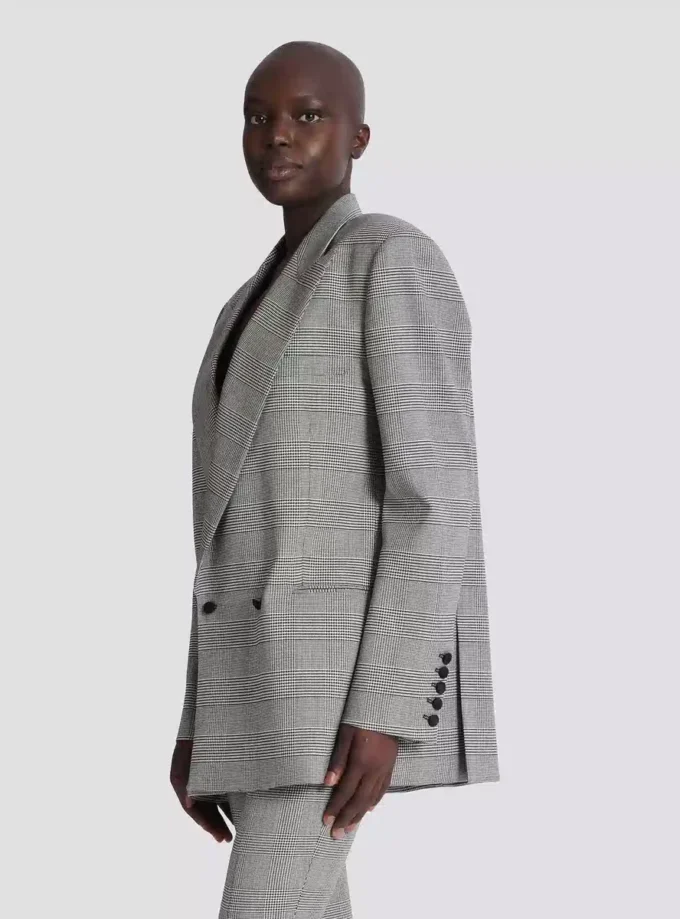 Giacca oversize in jacquard Principe di Galles