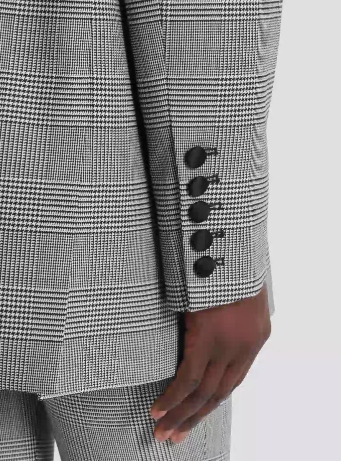 Giacca oversize in jacquard Principe di Galles