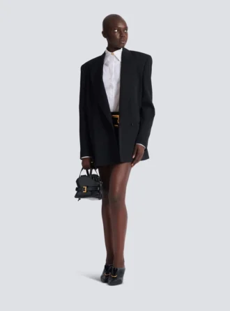 Giacca oversize in pelle martellata