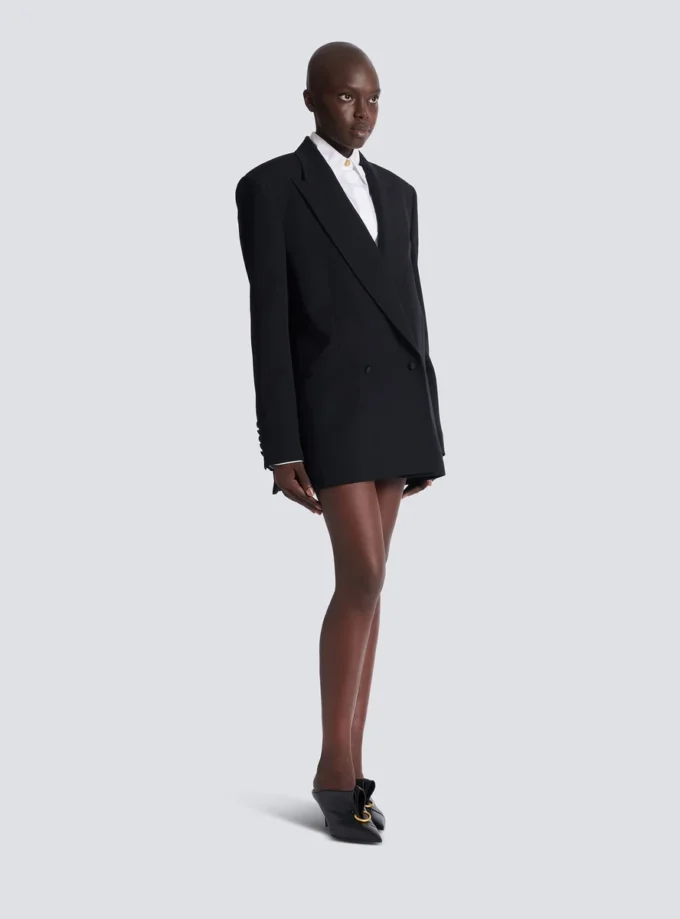 Giacca oversize in pelle martellata Giacca oversize in pelle martellata