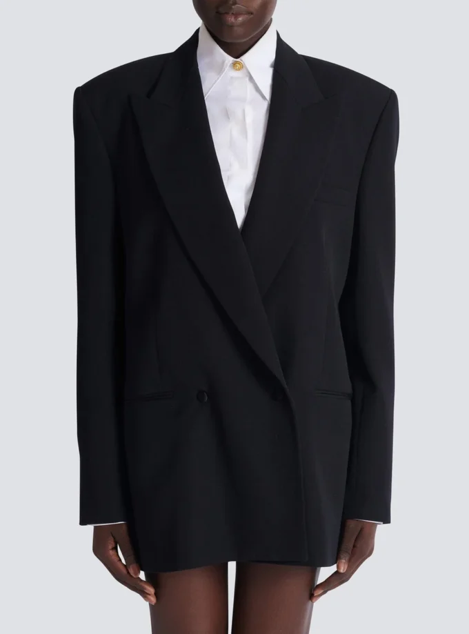 Giacca oversize in pelle martellata Giacca oversize in pelle martellata