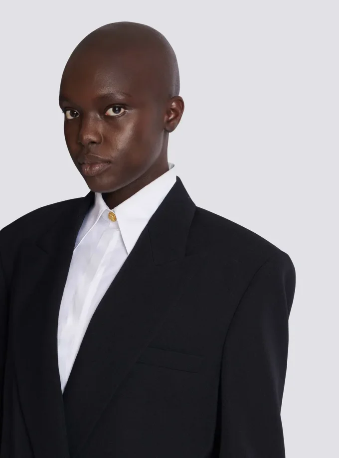 Giacca oversize in pelle martellata Giacca oversize in pelle martellata