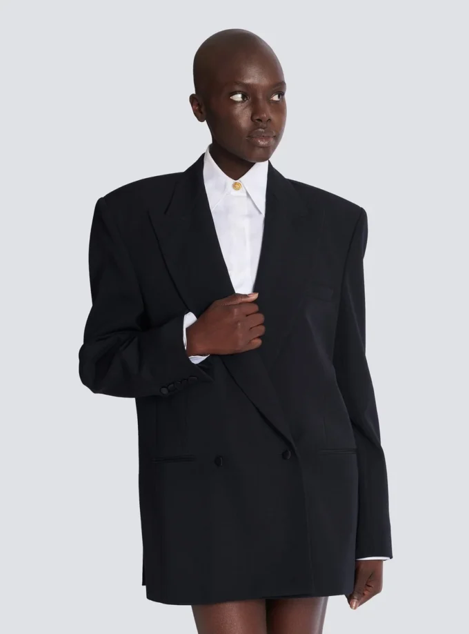 Giacca oversize in pelle martellata Giacca oversize in pelle martellata