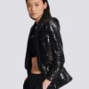 Giacca sartoriale in raso glitterato con scollo a V Giacca sartoriale in raso glitterato con scollo a V
