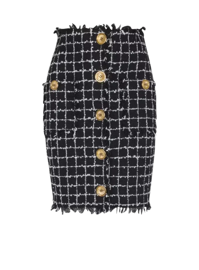 Gonna a tubino in tweed con bottoni Gonna a tubino in tweed con bottoni