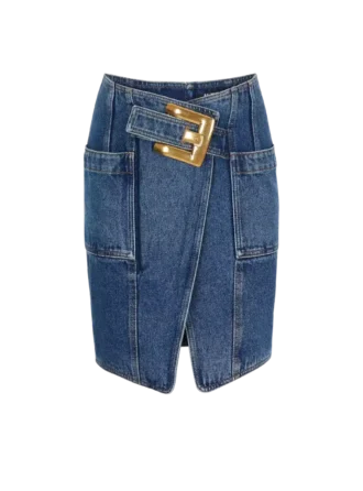 Gonna corta in denim con cintura