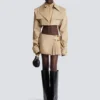 Gonna corta in gabardine con dettaglio cintura Gonna corta in gabardine con dettaglio cintura