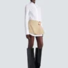 Gonna corta in gabardine con dettaglio cintura Gonna corta in gabardine con dettaglio cintura