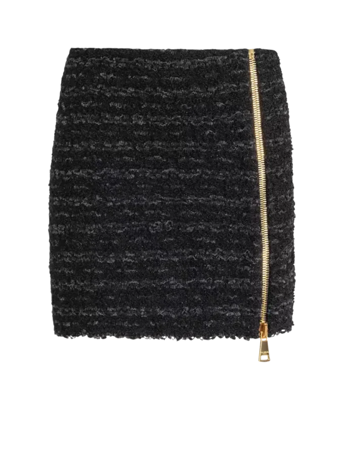 Gonna corta in tweed con zip
