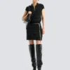 Gonna corta in tweed con zip