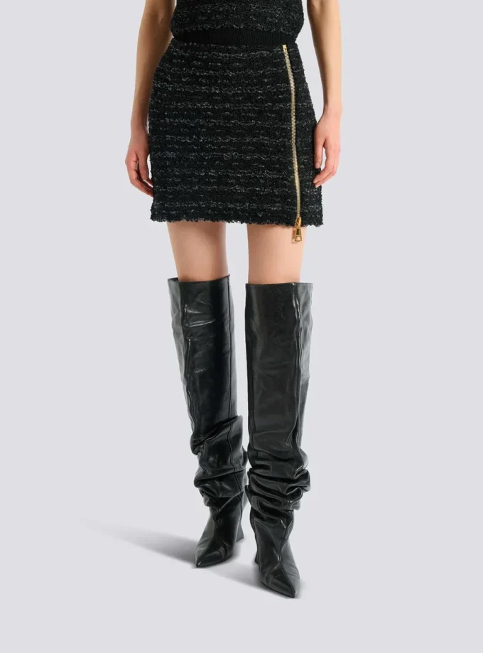 Gonna corta in tweed con zip