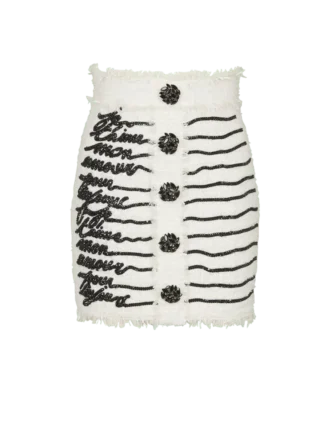 Gonna in tweed con ricamo a forma di lettera d’amore Gonna in tweed con ricamo a forma di lettera d’amore