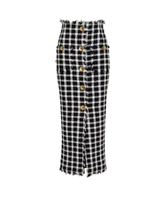 Gonna lunga in tweed a quadretti