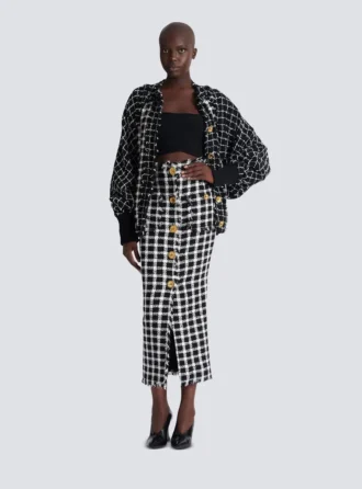 Gonna lunga in tweed a quadretti