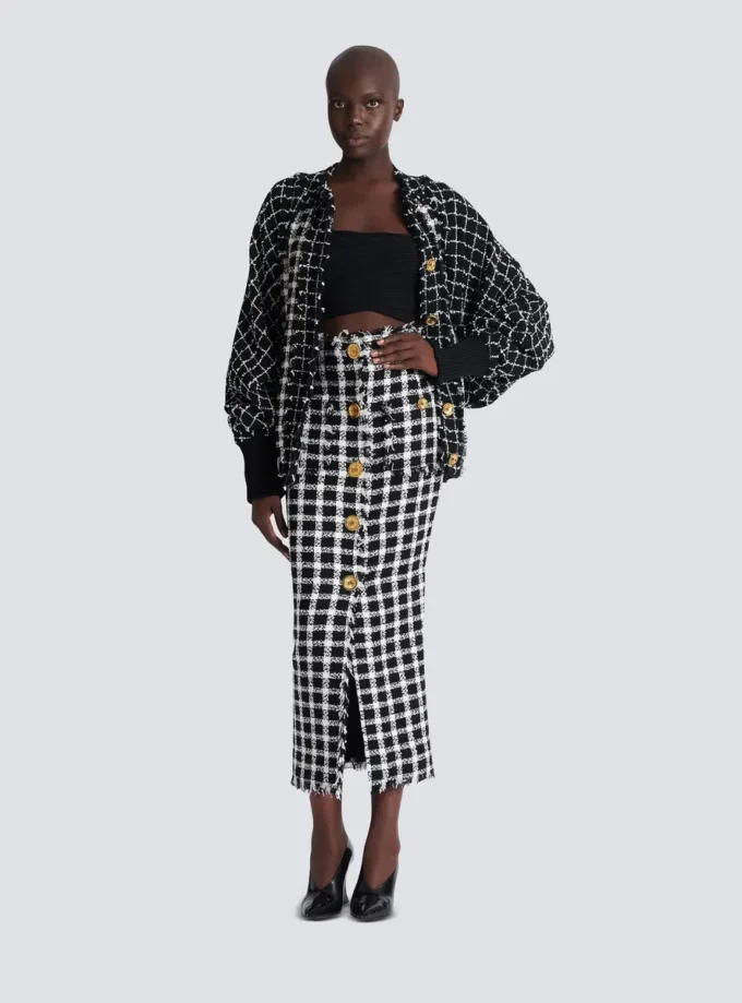 Gonna lunga in tweed a quadretti Gonna lunga in tweed a quadretti