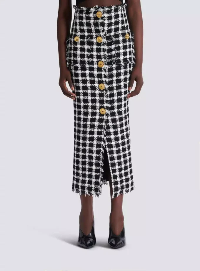 Gonna lunga in tweed a quadretti Gonna lunga in tweed a quadretti