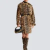 Gonna midi in pelle stile pony con motivo leopardato Gonna midi in pelle stile pony con motivo leopardato