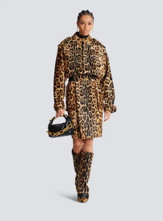 Gonna midi in pelle stile pony con motivo leopardato Gonna midi in pelle stile pony con motivo leopardato