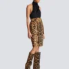 Gonna midi in pelle stile pony con motivo leopardato Gonna midi in pelle stile pony con motivo leopardato