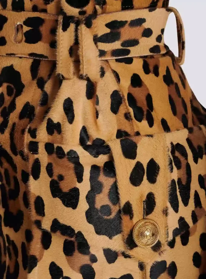 Gonna midi in pelle stile pony con motivo leopardato Gonna midi in pelle stile pony con motivo leopardato