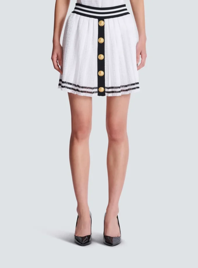 Gonna plissettata in maglia con monogramma Gonna plissettata in maglia con monogramma