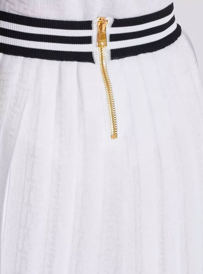 Gonna plissettata in maglia con monogramma Gonna plissettata in maglia con monogramma