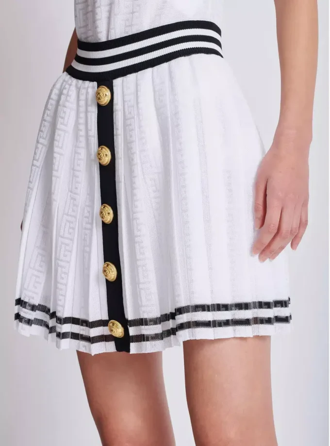Gonna plissettata in maglia con monogramma Gonna plissettata in maglia con monogramma