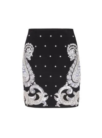 Gonna ricamata con motivi paisley e stelle