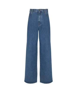 Jeans a gamba larga in denim blu