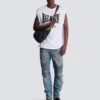 Jeans biker in denim vintage