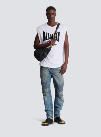 Jeans biker in denim vintage