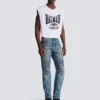 Jeans biker in denim vintage