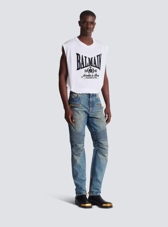 Jeans biker in denim vintage