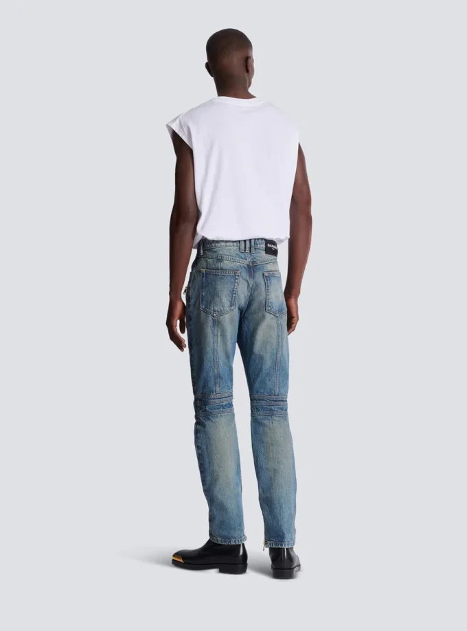 Jeans biker in denim vintage