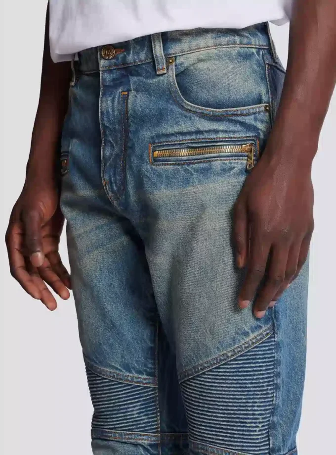 Jeans biker in denim vintage