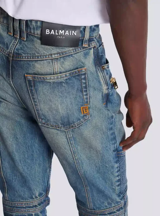 Jeans biker in denim vintage