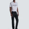 Jeans biker in denim vintage nero