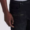 Jeans biker in denim vintage nero