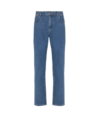 Jeans blu in denim dal taglio dritto