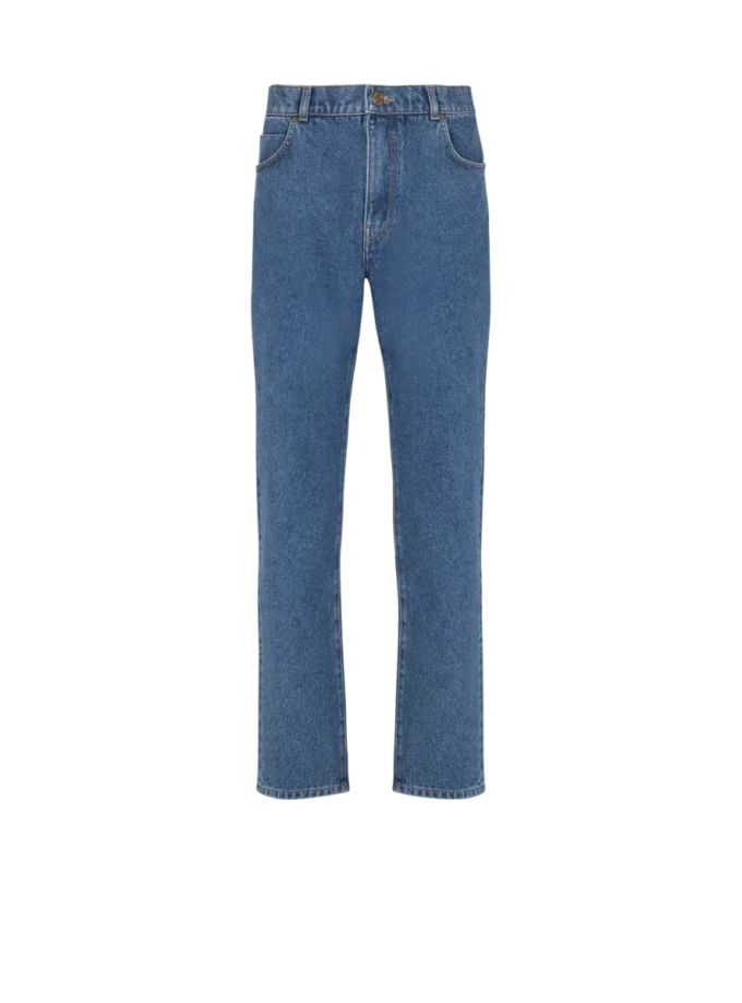 Jeans blu in denim dal taglio dritto