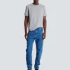 Jeans blu in denim dal taglio dritto