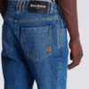 Jeans blu in denim dal taglio dritto