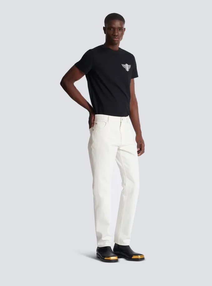 Jeans dritti in denim bianco Jeans dritti in denim bianco