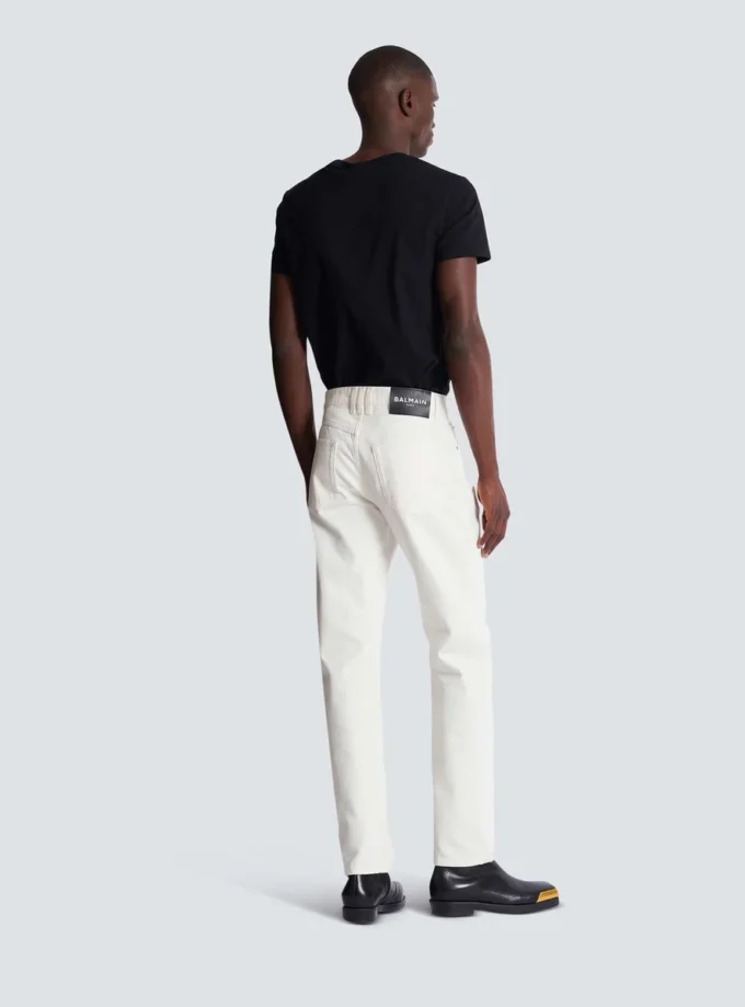 Jeans dritti in denim bianco Jeans dritti in denim bianco