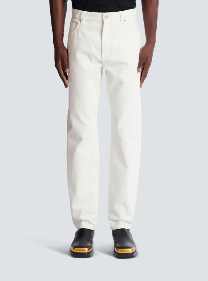 Jeans dritti in denim bianco Jeans dritti in denim bianco