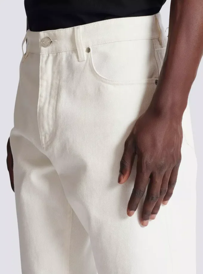 Jeans dritti in denim bianco Jeans dritti in denim bianco