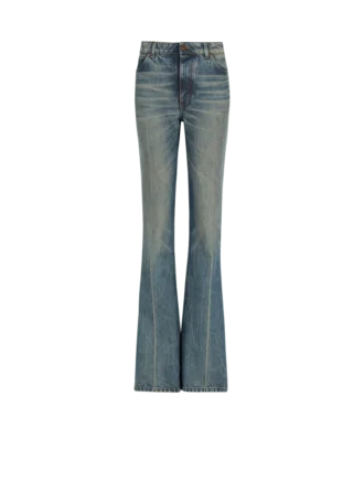 Jeans in denim slavato a gamba dritta
