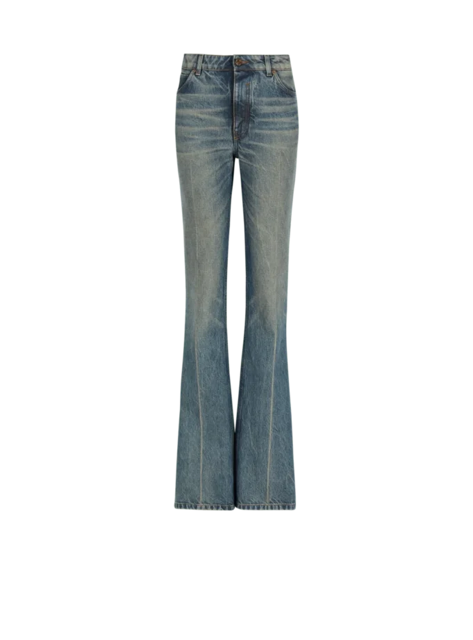 Jeans in denim slavato a gamba dritta
