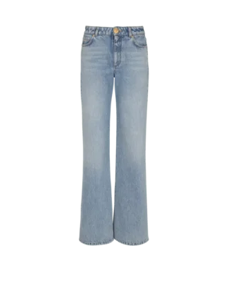 Jeans in denim slavato a gamba dritta