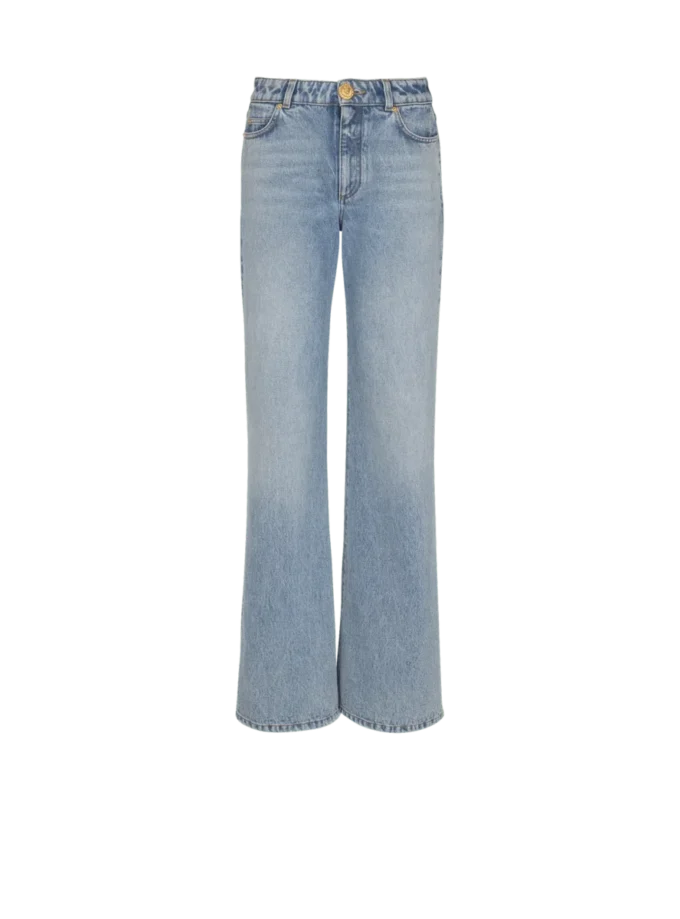 Jeans in denim slavato a gamba dritta